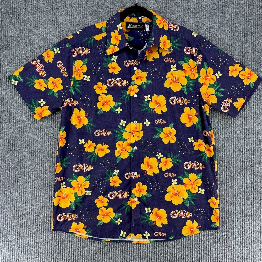 Retro Clifton Guys Dolls Hawaiian shirt M/L vegas casino tiki aloha broadway